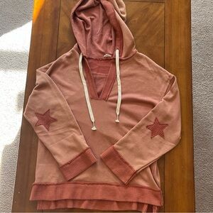 POL oversized pullover sweater with hood | burnt orange | women’s size small